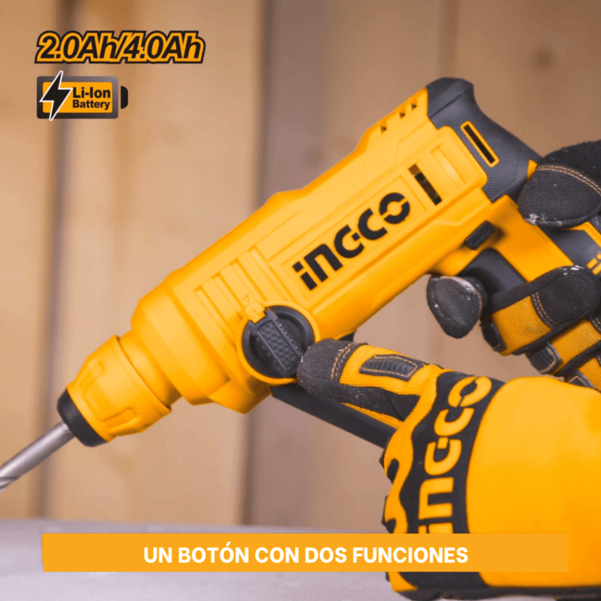 Rotomartillo Inalambrico 900rpm INGCO CRHLI1601 - MARKEMSTORE - Rotomartillo