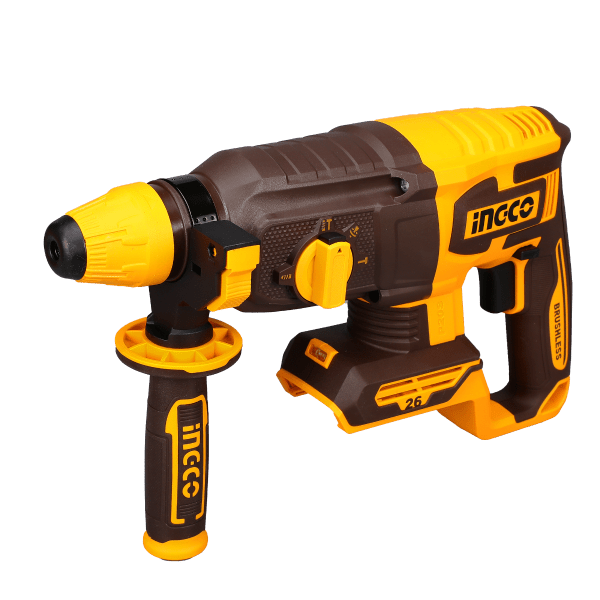 Rotomartillo Inalámbrico INGCO 20V SDS Plus Sin Escobillas + 2 Baterías 4Ah y Accesorios UCRHLI202682 - MARKEMSTORE