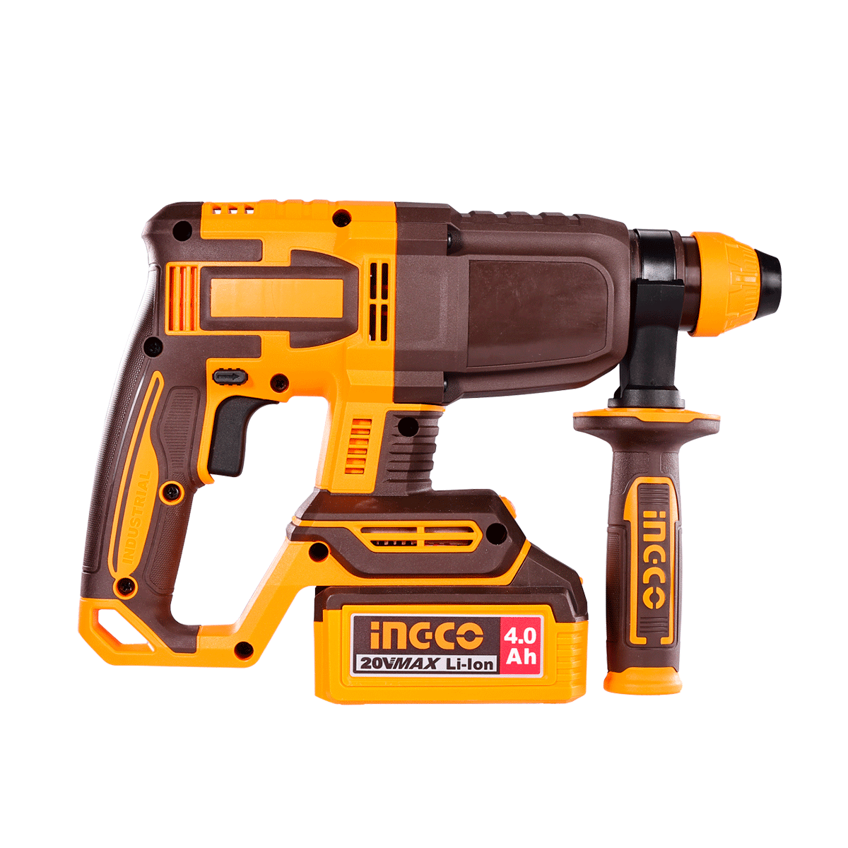 Rotomartillo Inalámbrico INGCO 20V SDS Plus Sin Escobillas + 2 Baterías 4Ah y Accesorios UCRHLI212282 - MARKEMSTORE