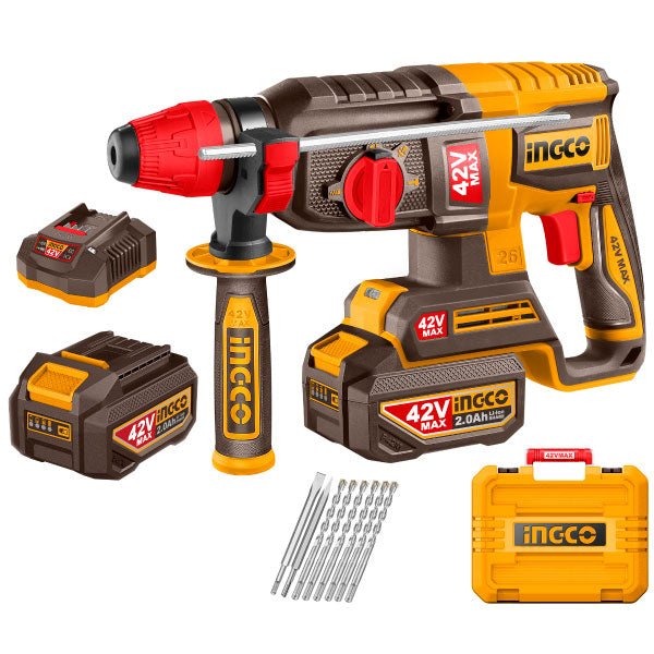 Rotomartillo INGCO 42V Brushless 2.5J + 2 Baterías | UCRHLI422682 - MARKEMSTORE - Rotomartillo