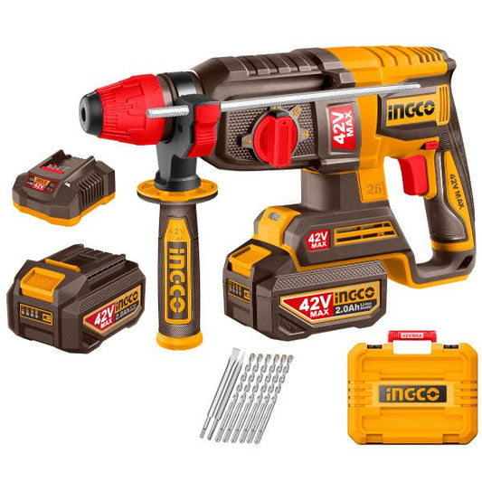 Rotomartillo INGCO 42V Brushless 2.5J + 2 Baterías | UCRHLI422682 - MARKEMSTORE - Rotomartillo