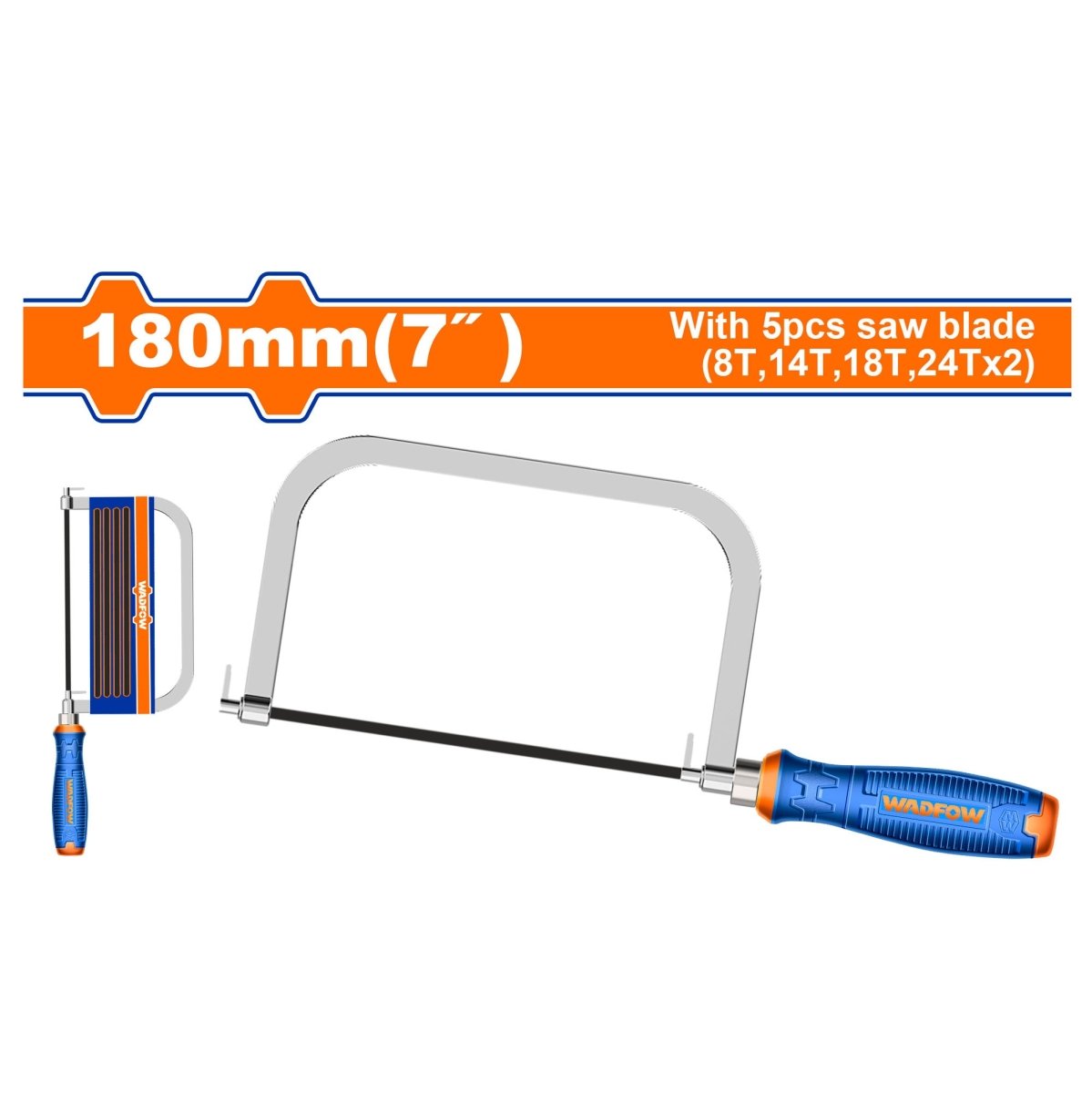 Segueta WADFOW 7" Marco de Segueta Acero con 6 Hojas 65Mn WHF5107 - MARKEMSTORE - Seguetas y Serruchos