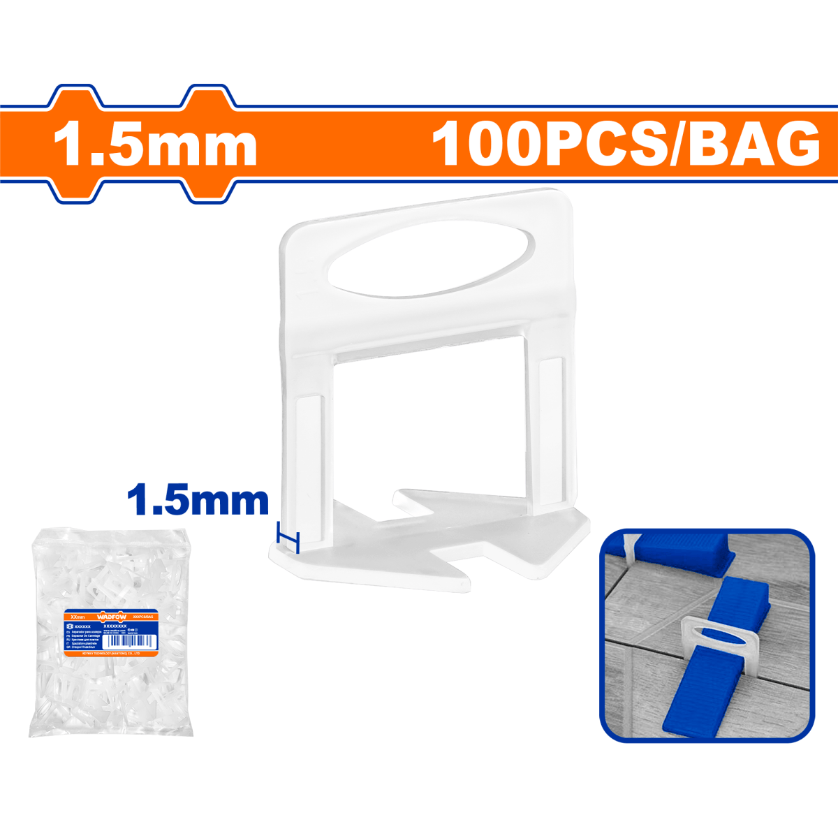 Separador Nivelador De Baldosa 1,5Mm Paq X 100 Unds Wadfow Wxz2015 - MARKEMSTORE - nivel