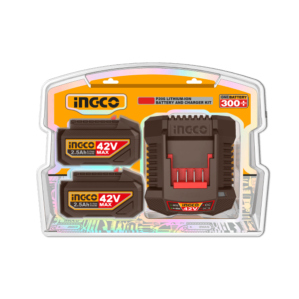 Set 2 Baterías INGCO 42V 2.5Ah Ion Litio + Cargador 2A - UFBCPM25221 - MARKEMSTORE - Baterías