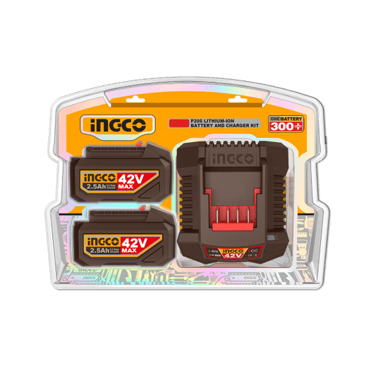 Set 2 Baterías INGCO 42V 2.5Ah Ion Litio + Cargador 2A - UFBCPM25221 - MARKEMSTORE - Baterías
