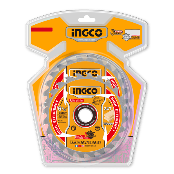 Set 2 Discos Sierra Circular Madera 6 - 1/2" INGCO 24D Eje 20mm Corte Rápido TSB1653 - MARKEMSTORE - Accesorios para Sierra