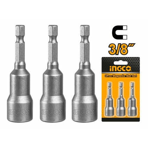 Set 3 Piezas Puntas Magneticas 3/8x65mm INGCO UAMN1031 - MARKEMSTORE - Accesorios para Taladro