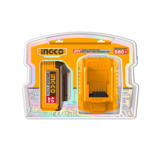 Set Batería INGCO 20V 4.0Ah Ion Litio + Cargador 2A - UFBCPK1012 - MARKEMSTORE - Baterías