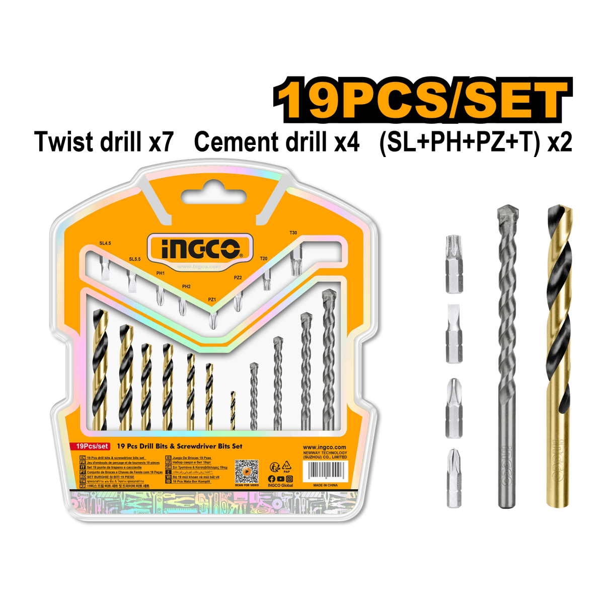 Set Broca Hss Muro 19 Piezas INGCO UAKSDB1901 - MARKEMSTORE - Ferreteria