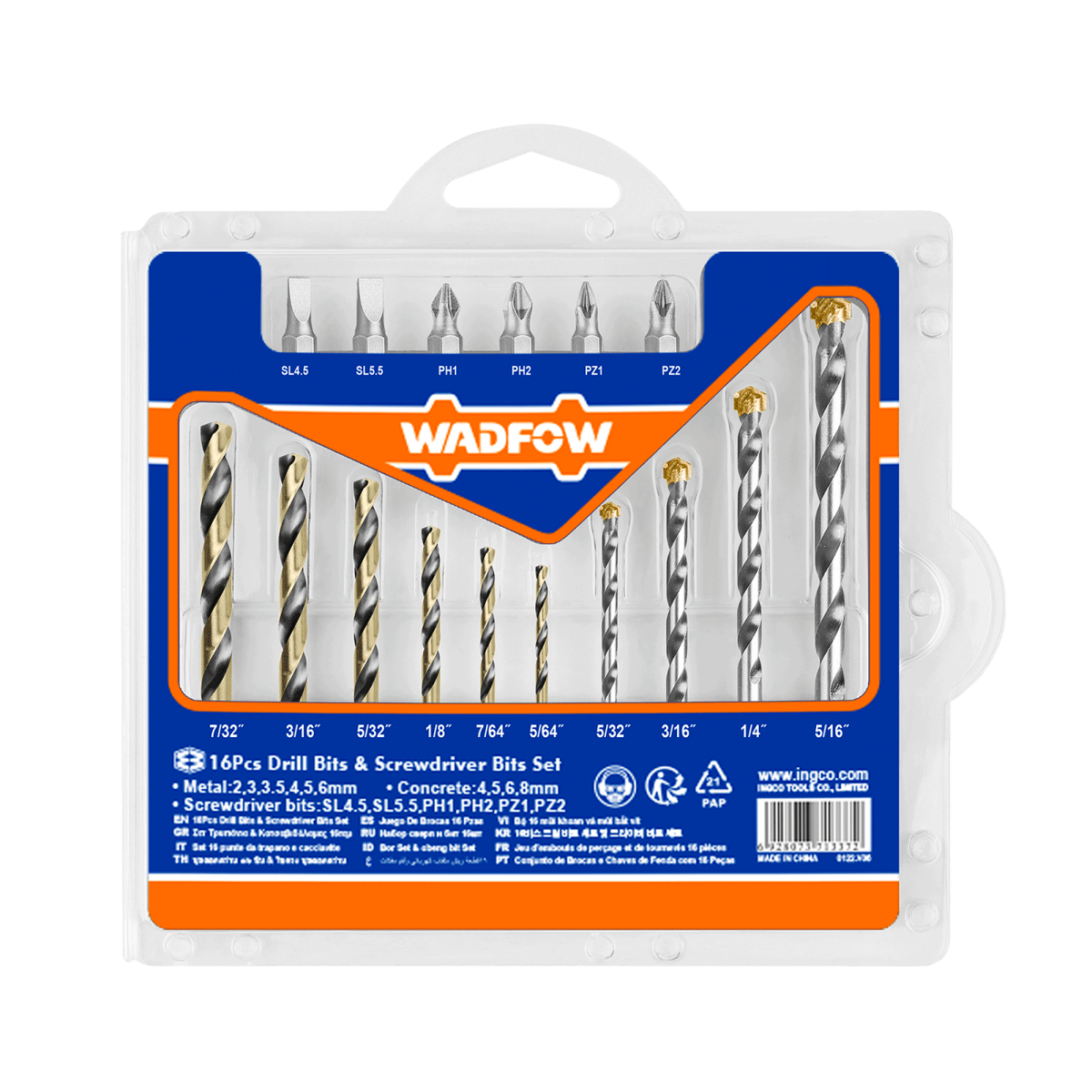 Set Broca Para Metal y Concreto WADFOW 16 Piezas - UWKS4165 - MARKEMSTORE - Accesorios para Taladro
