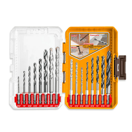 Set Brocas Para Metal/Madera/Concreto 16 Pcs Uakdl11608 - MARKEMSTORE - Brocas
