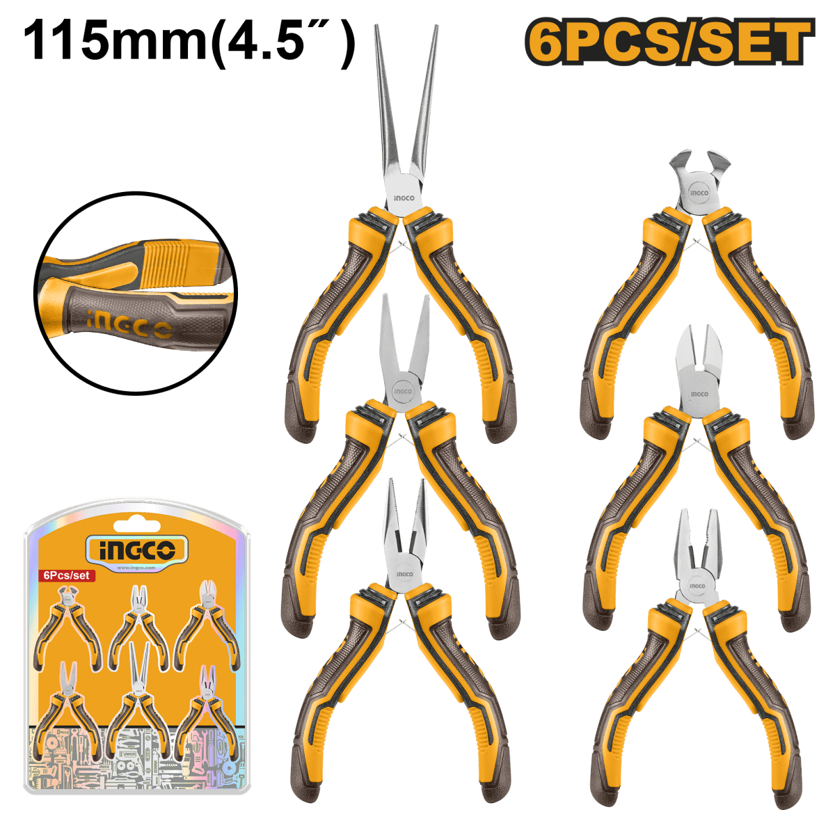 Set De 6 Mini Alicates Ingco Hmps06115 - MARKEMSTORE - Alicates