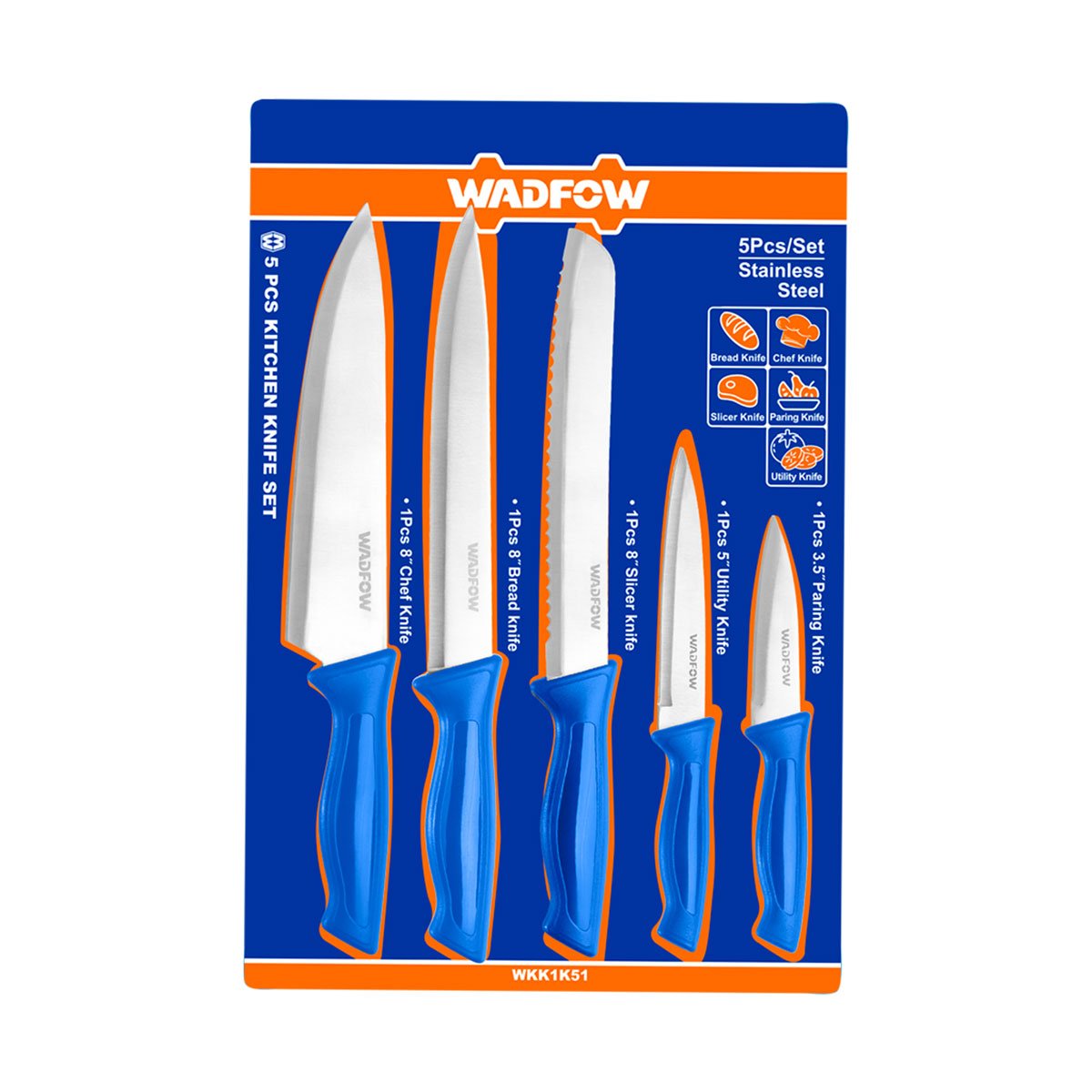 Set de Cuchillos 5 piezas en Acero Inoxidable WADFOW WKK1K51 - MARKEMSTORE - Herramientas de corte uso general