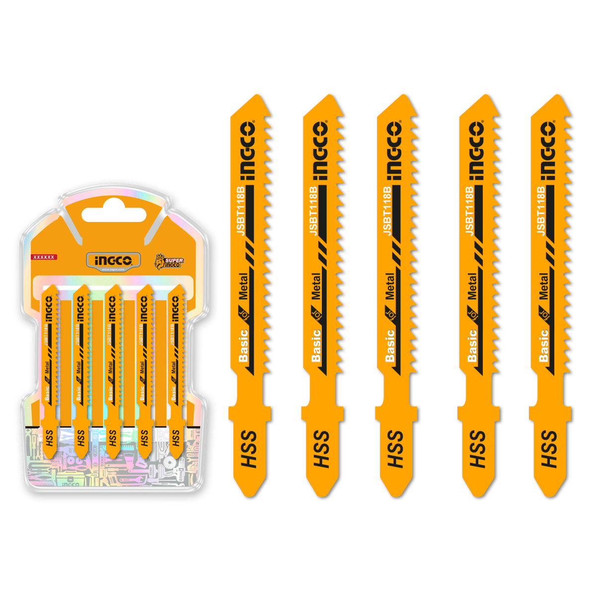 Set de Hojas Para Sierra Caladora Metal 5 Piezas INGCO JSBT118B - MARKEMSTORE -