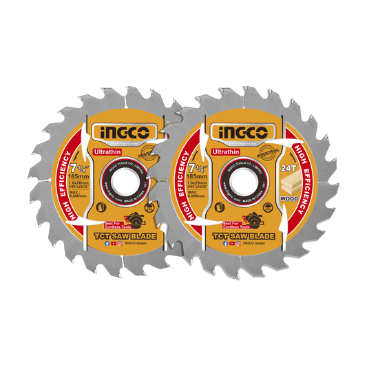 Set Disco Sierra Madera 7 - 1/4" 24D 2Pcs INGCO TSB1853 - MARKEMSTORE - Accesorios para Sierra
