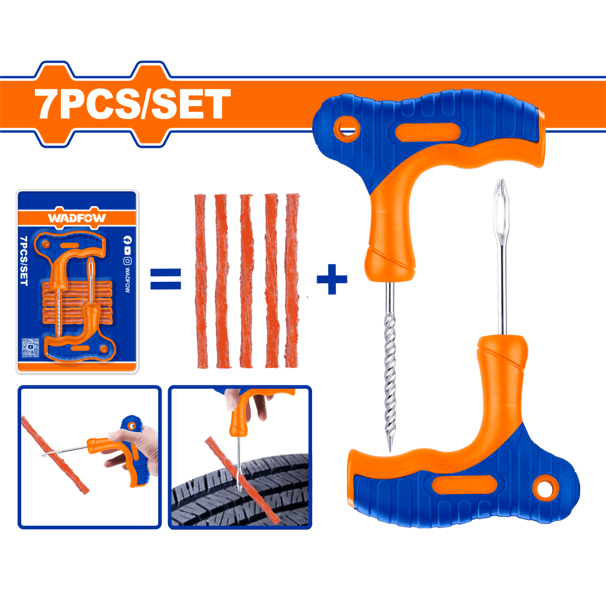 Set Herramientas P/Reparacion De Neumaticos 7 Pcs WADFOW WTPT1102 - MARKEMSTORE -