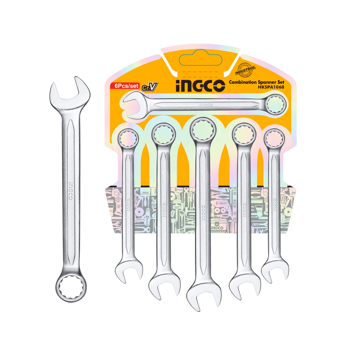 Set Llave Combinada Ind 6Pcs 8 - 17Mm INGCO HKSPA1068 - MARKEMSTORE - LLAVES Y JUEGOS