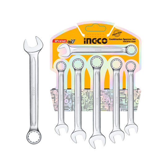Set Llave Combinada Ind 6Pcs 8 - 17Mm INGCO HKSPA1068 - MARKEMSTORE - LLAVES Y JUEGOS