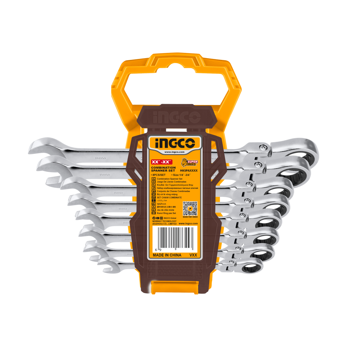 Set Llave Combinada Ind 8 Pcs 8 - 19mm INGCO HKSPAR1083 - MARKEMSTORE -