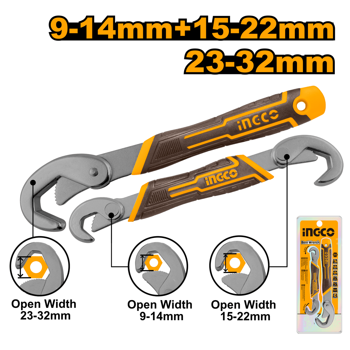 Set Llave Tipo Gancho 2 Piezas INGCO HBWS09328 - MARKEMSTORE -
