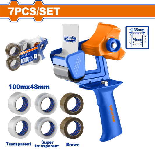 Set Pistola Dispensadora + Cintas Adhesivas X 6 Unds Wats1301 - MARKEMSTORE - ADHESIVOS