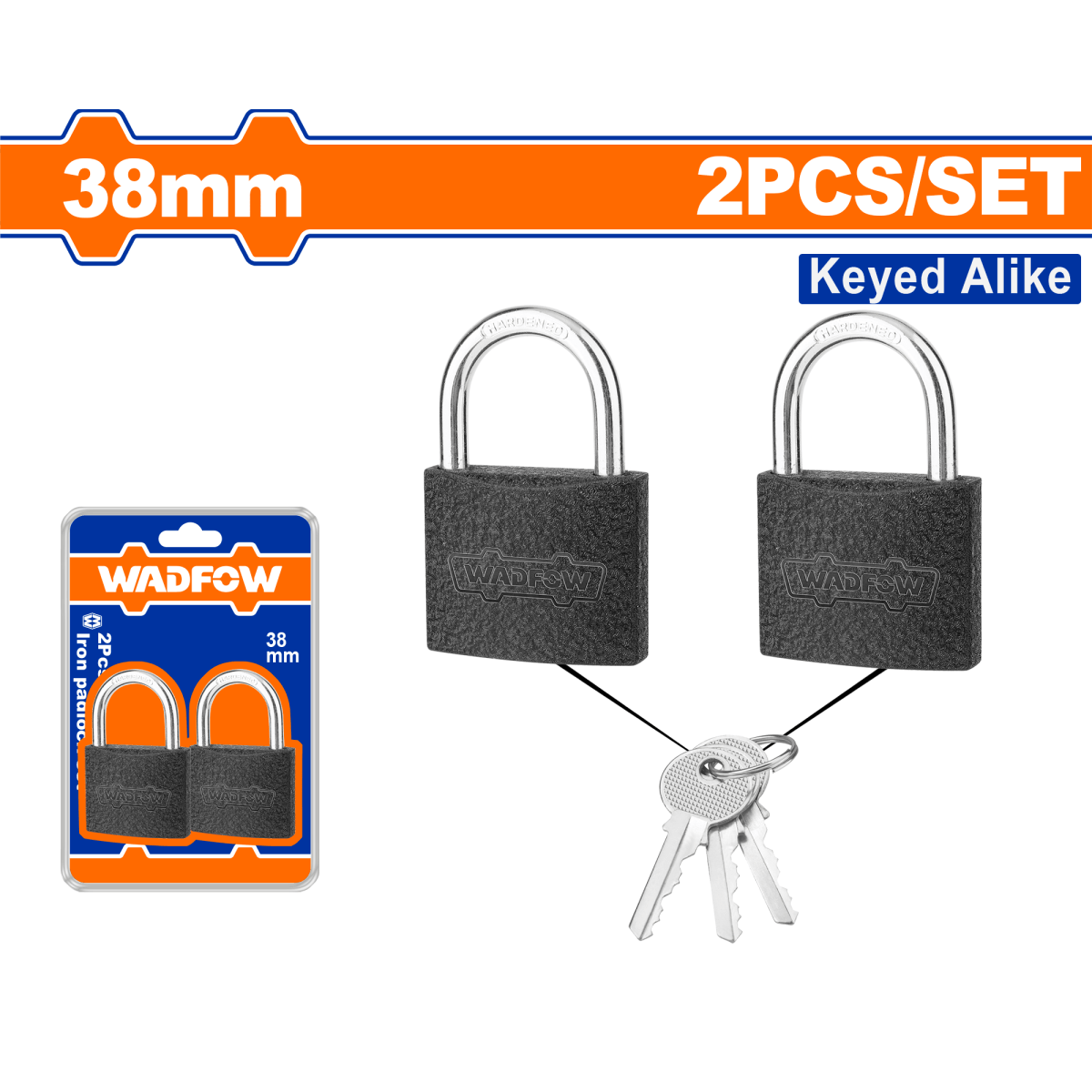 Set X 2 Candados Hierro 38Mm Misma Llave Wpd5442 - MARKEMSTORE -
