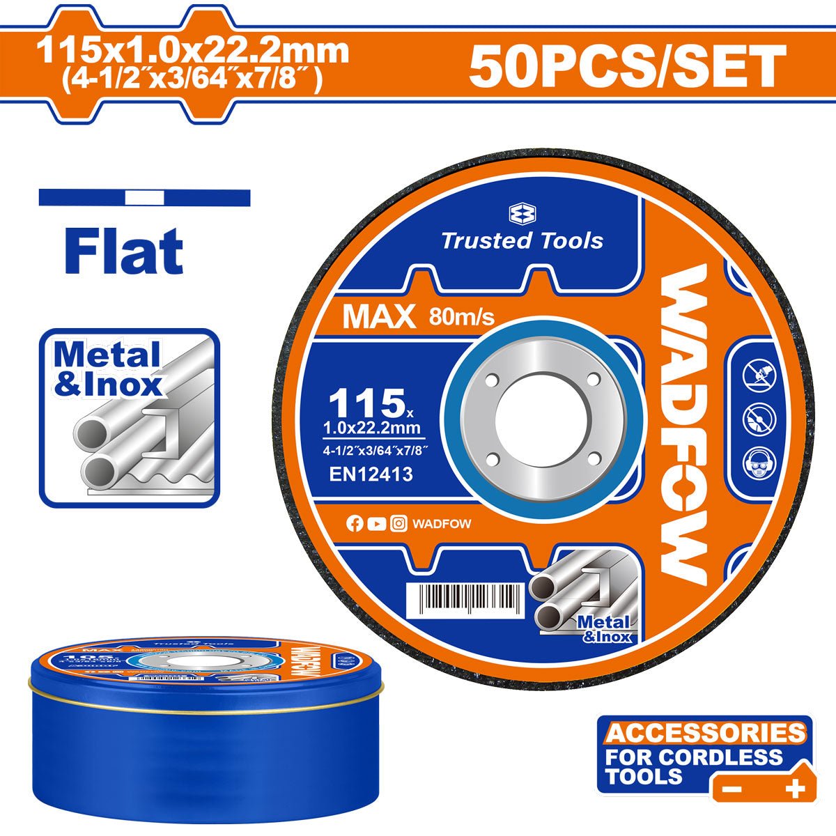 Set X 50 Discos Abrasivos de Corte metal 4 - 1/2 X 3/64 X 7/8 WAC3L45 - MARKEMSTORE - Accesorios Para Pulidora