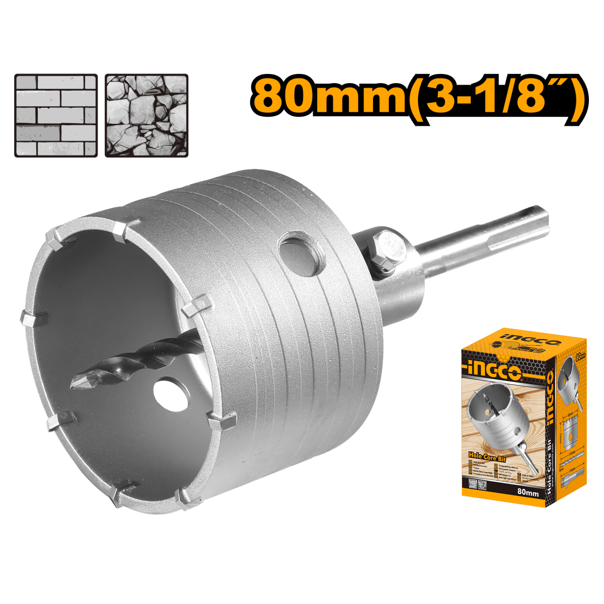 Sierra Copa 80Mm Con Adaptador 110M Y Broca 8X110Mm Ingco HCB0801 - MARKEMSTORE -
