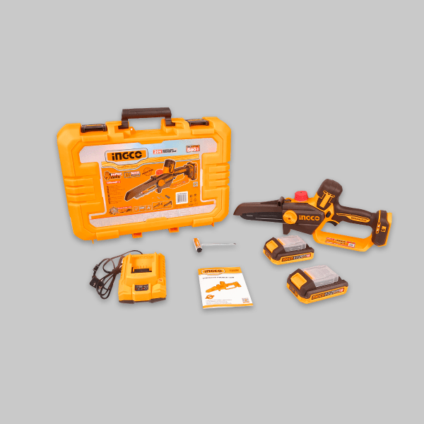 Sierra Podadora Inalámbrica INGCO 20V 6" Brushless 11m/s + 2 Baterías 2Ah y Accesorios UCGSLI20662 - MARKEMSTORE - 