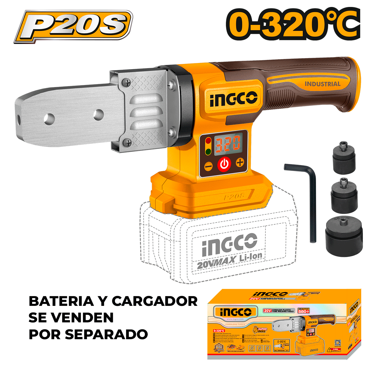 Soldador de Tubería Plástica Inalámbrico 20V INGCO PTWTLI2018 - Profesional - MARKEMSTORE - Soldadores