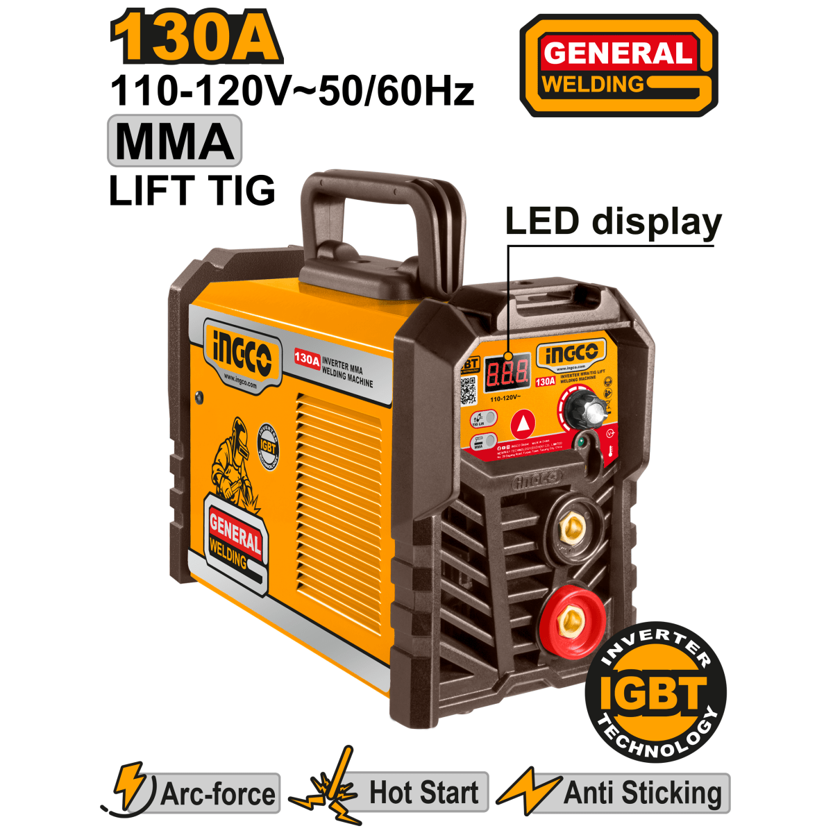 Soldador Inversor 110V 130A INGCO ING - UMMA13028 - MARKEMSTORE -