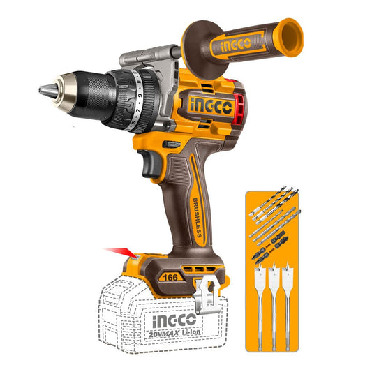 Taladro de Impacto INGCO 20V 166Nm Brushless + 2 Baterías 5.0Ah INGCO UCIDLI201668 - MARKEMSTORE - Taladro