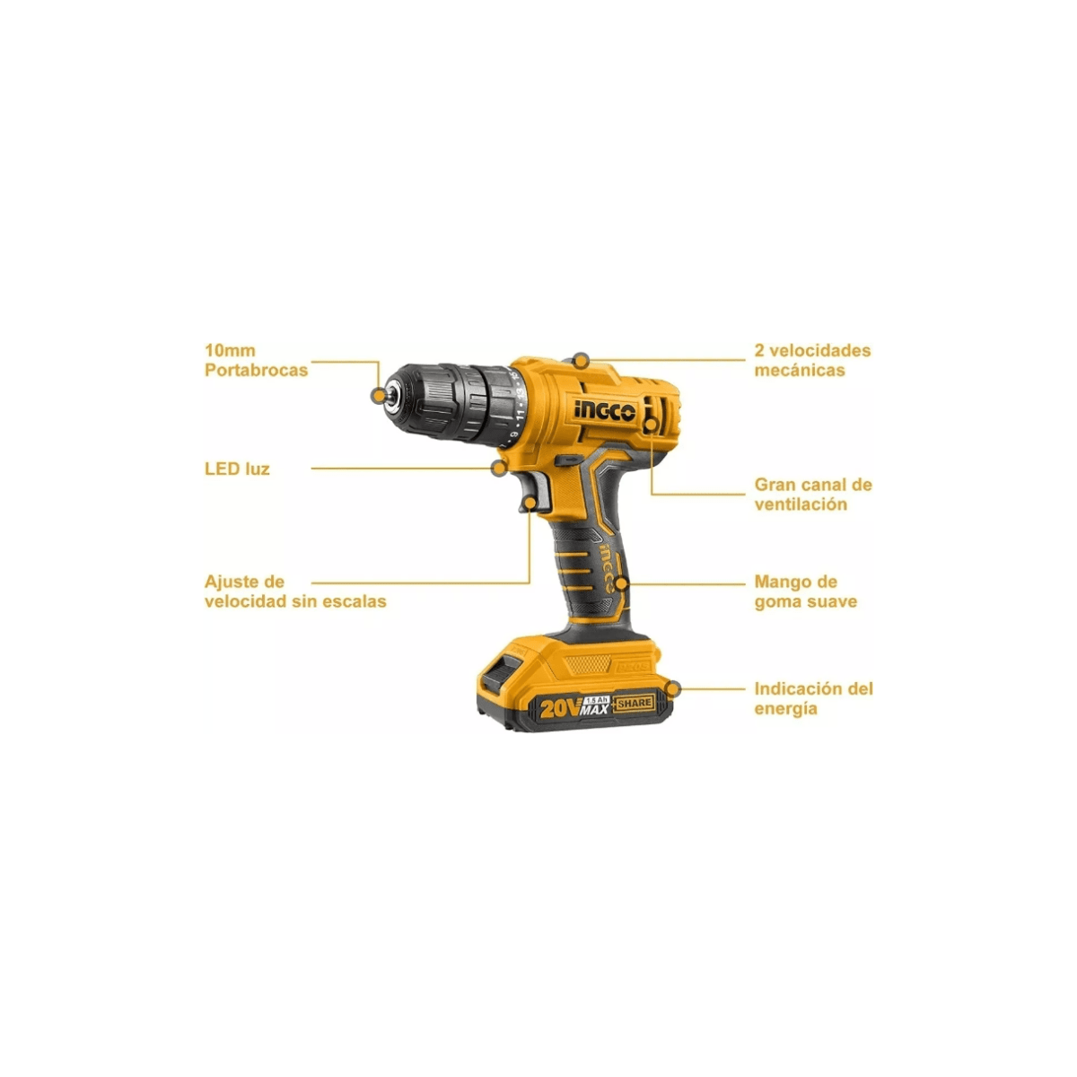 Taladro Inalambrico 20v UCDLI20012 SUPER SELECT - MARKEMSTORE - Taladro