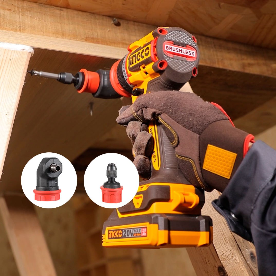 Taladro INGCO 20V atornillando en altura con cabezal de extensión recto - Markemstore