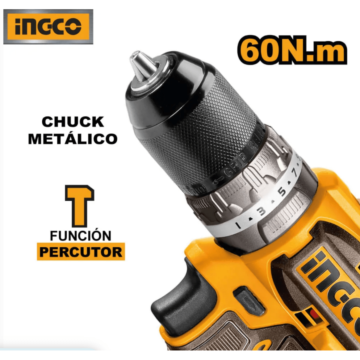 Taladro M1/2 20V 60NM Impacto Baterias y Cargador INGCO UCIDLI20602 - MARKEMSTORE -
