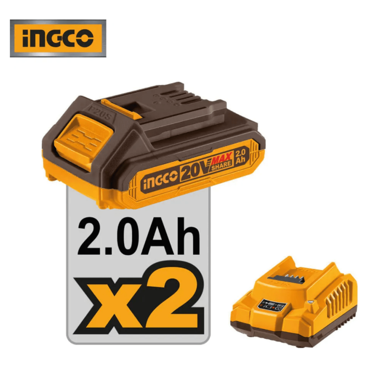 Taladro M1/2 20V 60NM Impacto Baterias y Cargador INGCO UCIDLI20602 - MARKEMSTORE -