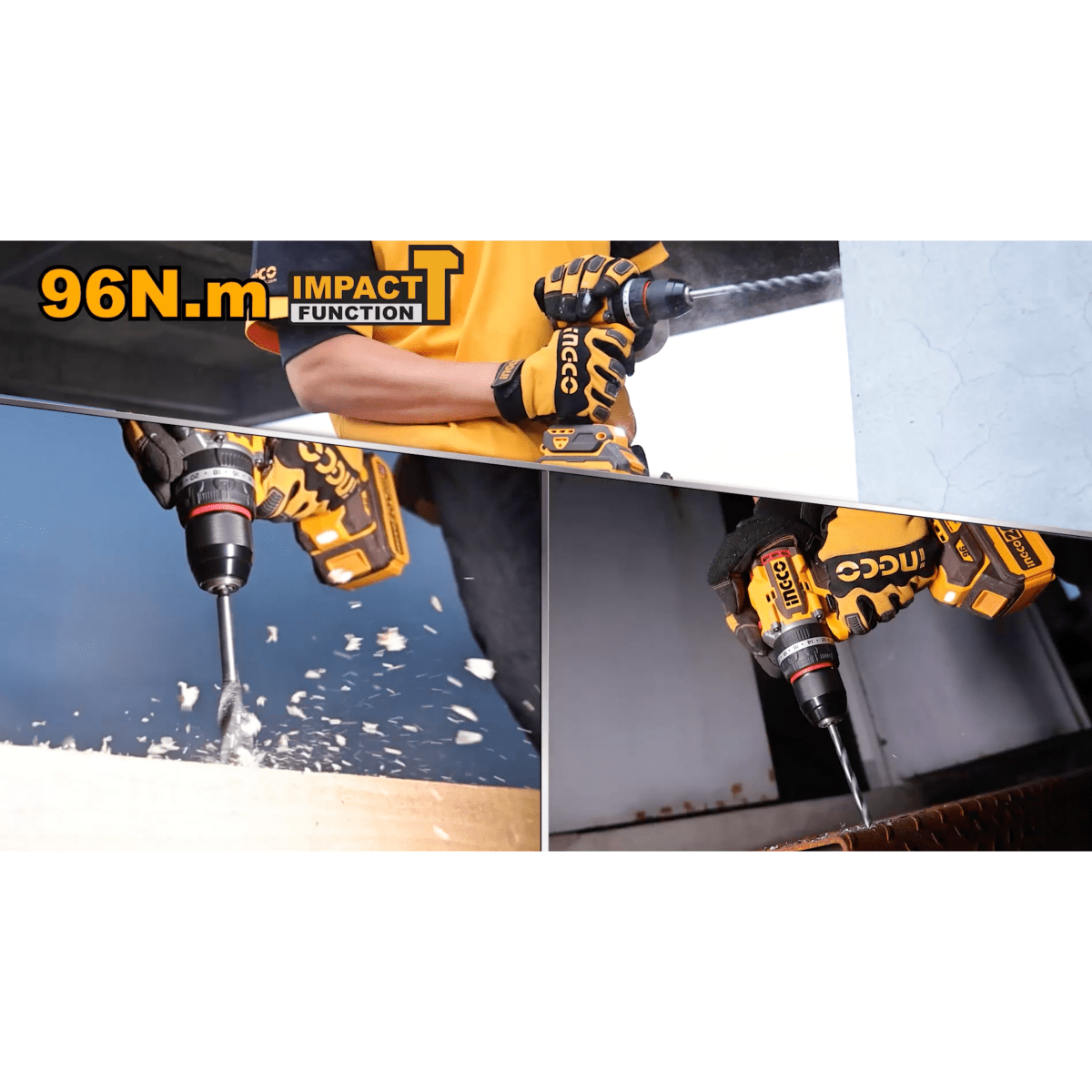 Taladro M1/2 20V INGCO UCIDLI20968 96Nm 2.0Ah + 2 Baterías + Cargador - MARKEMSTORE - Taladro