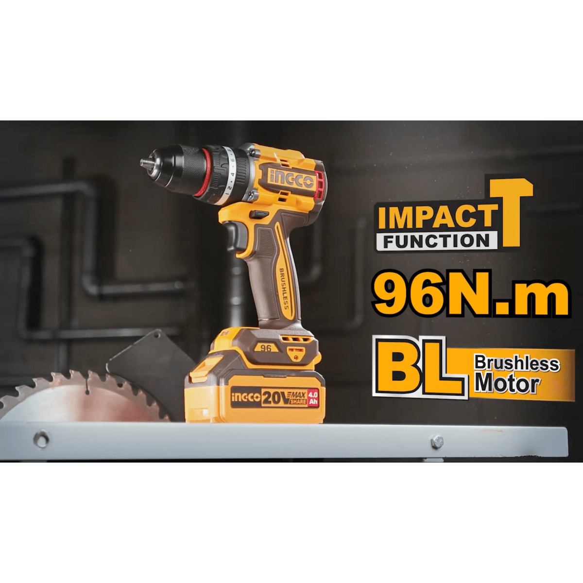 Taladro M1/2 20V INGCO UCIDLI20968 96Nm 2.0Ah + 2 Baterías + Cargador - MARKEMSTORE - Taladro