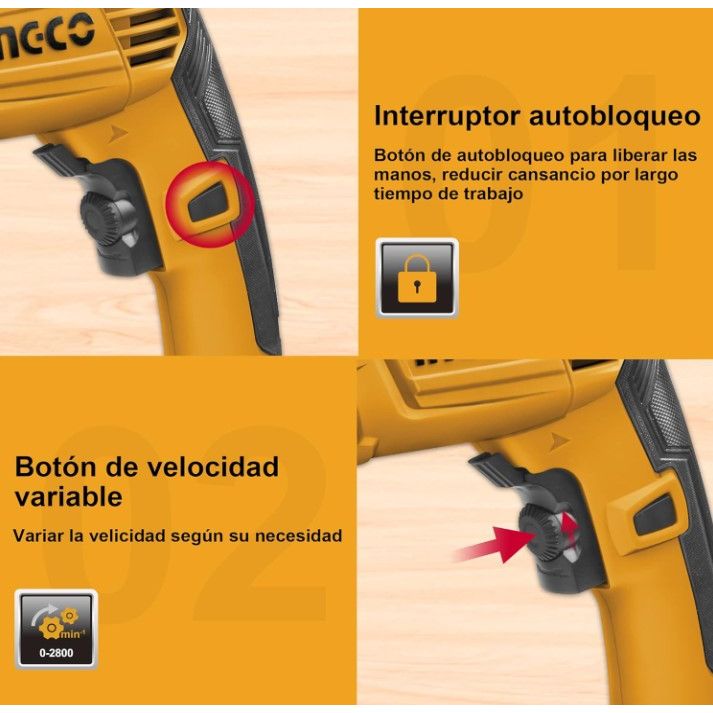Taladro Percutor 1 2 1100w INGCO UID11008 - MARKEMSTORE - Taladro