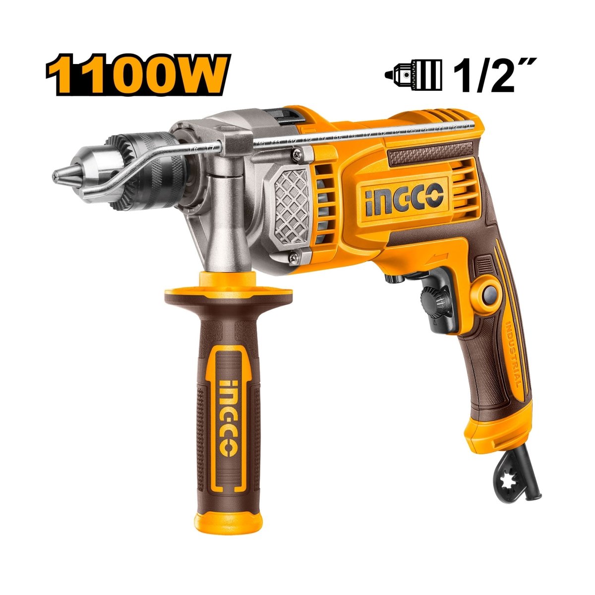 Taladro Percutor INGCO 1100W 1/2" 2800RPM Velocidad Variable UID110028 - MARKEMSTORE - Taladros