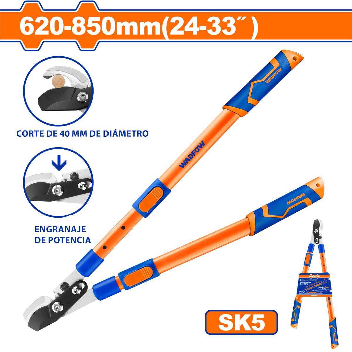 Tijera Podadora Telescópica 620 - 850mm WADFOW WPR1E27 - MARKEMSTORE - Tijeras y Cizallas