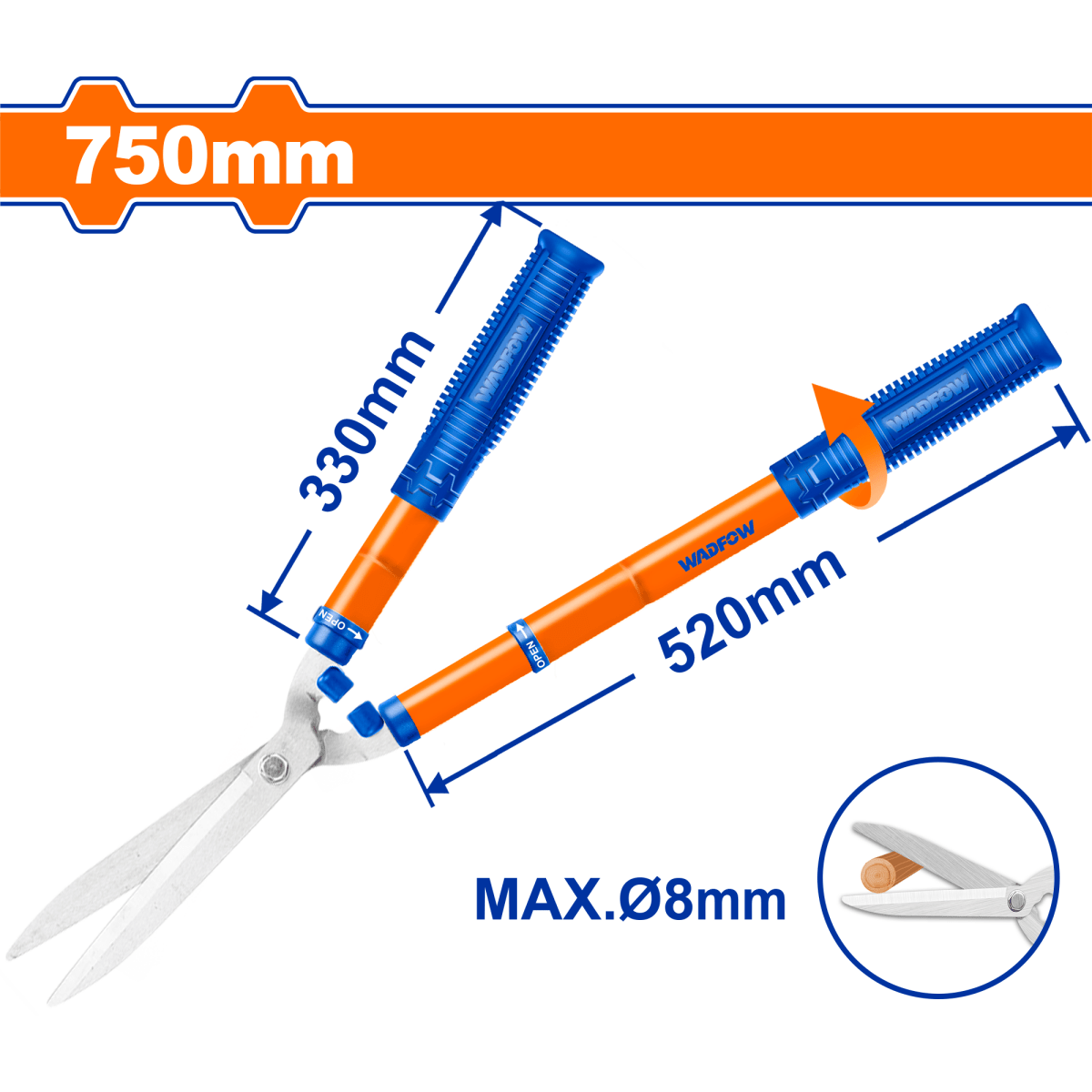 Tijera P/Setos Telescópica 550 - 750Mm WADFOW WPR1E90 - MARKEMSTORE -