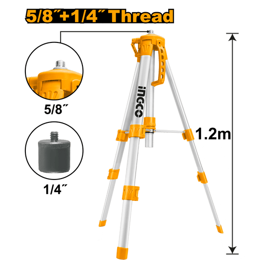 Tripode Para Nivel Laser 1,2Mts Rosca 5/8 Y 1/4 INGCO HLLT01152 - MARKEMSTORE - 