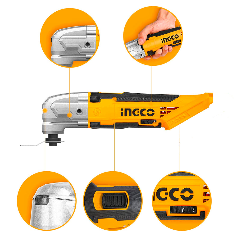 Multiherramienta Oscilante Inalámbrica 20v+Batería+Cargador Ingco