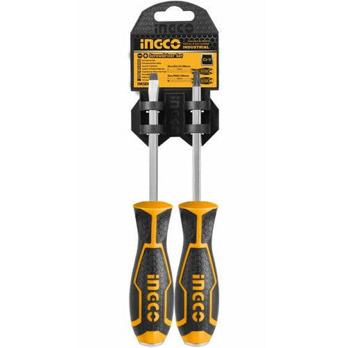 Juego de 2 Destornilladores Base Hexagonal Para Golpe INGCO HSGT280208